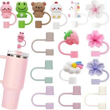 Imagem de GGDECA 15 peças de topo de palha para copo Stanley, tampa de cobertura de palha de silicone de 10 mm para copos Stanley 30 1,134 g, acessórios de tampa reutilizáveis