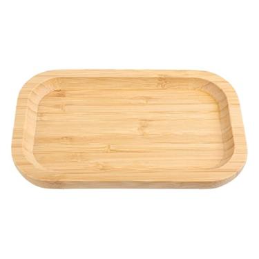 Imagem de Bandeja de mesa de cama de madeira bambu para servir chá e café, pão, pão, bolo, prato retangular, bandeja de comida
