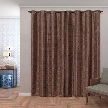 Imagem de Cortina Blackout Pvc Com Tecido Voil Xadrez 2,80 M X 2,30 M - Marrom