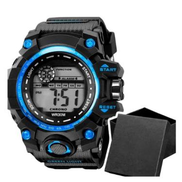 Imagem de Relógio Masculino Digital Prova Dagua 30m Grande Multifunções Esportivo Caixa Presente Premium Alta Durabilidade Alarme Cronometro