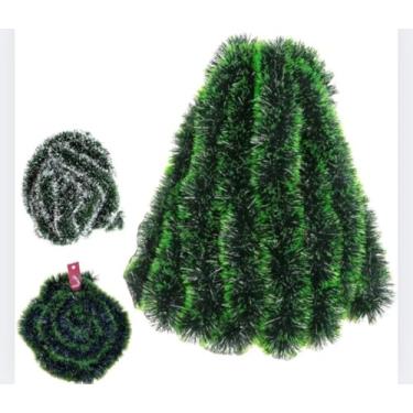 Imagem de Kit 5 Festão Grosso Cheio Verdes 10 Metros Decoração 11cm Cor Verde