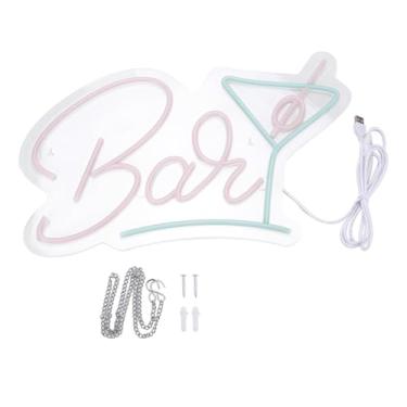 Imagem de Sinal de néon da barra alimentado por usb atraente luz de néon led com corrente de suspensão para casa pub club festa 10.2x16.9in material acrílico