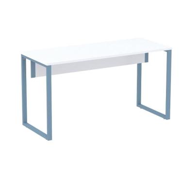 Imagem de Mesa Escritório P25 Tub Pandin 170 Cm (larg) X 70 Cm Prof Tampo Mdp Branco Pé Aço Tubular Azul Dali