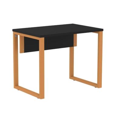 Imagem de Mesa Escritório P25 Tub Pandin 90 Cm (larg) Tampo Mdp Preto Pé Aço Tubular Laranja
