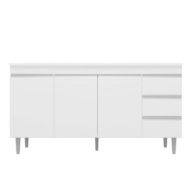 Imagem de Balcão Gabinete De Pia Para Cozinha Sem Tampo 160cm 3 Portas Andréia Branco- Mabe Magazine