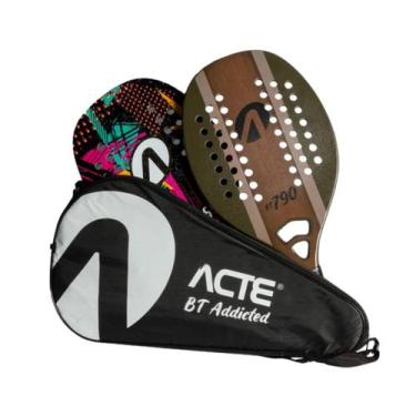 Imagem de Capa P/ 2 Raquete Beach Tennis BT102 Forro Acolchoado Acte, Preto