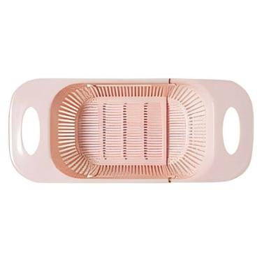 Imagem de Escorredor Retrátil Ajustável Multiuso Macarrão Frutas Pia  Rosa