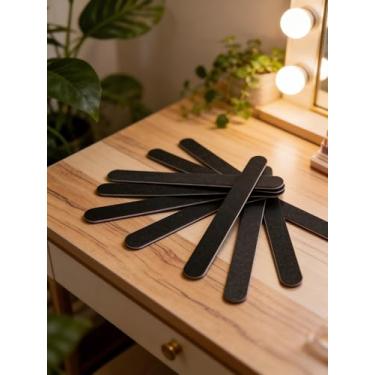 Imagem de Lixas de unhas para manicure, pacote com 15 tiras pretas de dupla face, retas e vermelhas, EVA, placas de esmeril para salão de beleza, viagens, mulheres e homens