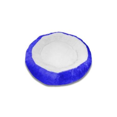 Imagem de Caminha Redonda Pets Sherpa para Cães e Gatos Macia 50x50 cm Quente Confortável Cama Pet Com Pelinho(Azul Bic)