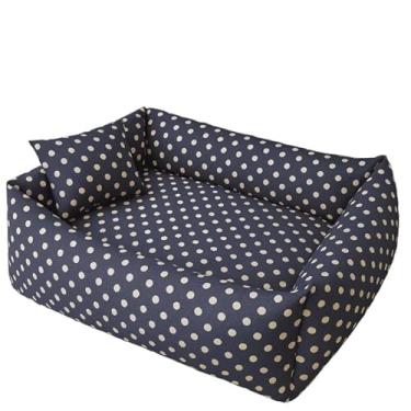 Imagem de Cama para Cachorro e Gato, Pet Fibra Tamanho M e G, Travesseiro (Azul Escuro Poá,G)