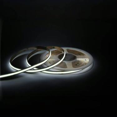 Imagem de Cinlitek Fita de luzes LED COB DC24V, fita de luz de ultra alta densidade de 5 m, 480LED/m, 320+LM/FT, iluminação LED regulável de 8 mm de largura para decoração de cozinha e uso comercial (sem fonte