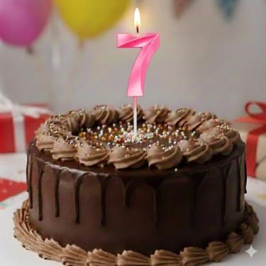 Imagem de Vela De Aniversário Mini Design Número Com 5Cm Silver Festas Rosa (Número 7)