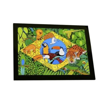 Imagem de Quadro Decorativo Bandeira Do Brasil Ilustração Aves Floresta V2 Decoração Poster Quarto Sala