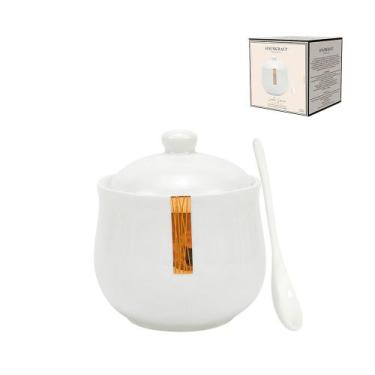 Imagem de Açucareiro Lumiere Porcelana Borda Dourada 300ml Hauskraft