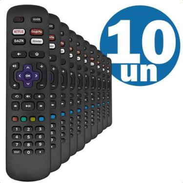 Imagem de Kit com 10 Controles Remotos para AOC Roku Smart Compatível com Netfli