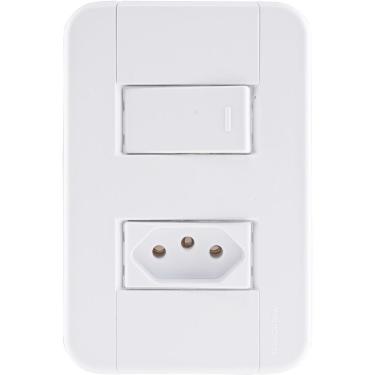 Imagem de Conjunto 4x2 com 1 Interruptor Simples 10 A 250 V e 1 Tomada 2P+T 10 A 250 V Tramontina Tablet Branco Tramontina