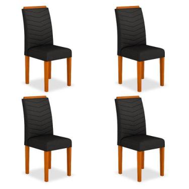 Imagem de Kit 4 Cadeiras Estofadas Lisboa Wood Cinamomo/Preto - Moveis Arapongas