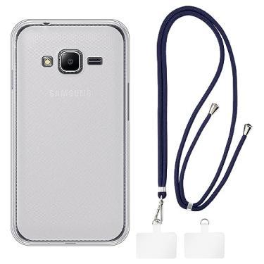 Imagem de Shantime Capa Samsung Galaxy J1 Mini Prime + cordões universais para celular, pescoço/alça macia de silicone TPU capa protetora para Samsung Galaxy V2 (4 polegadas)