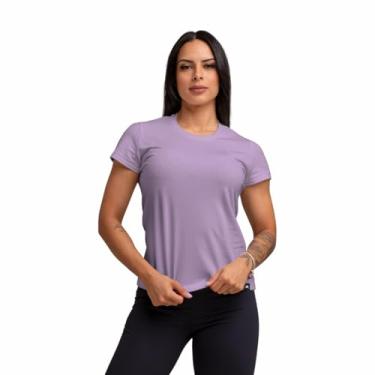 Imagem de Camiseta Algodão Solid Muvin - Feminino - Mais Conforto - Academia – Camiseta Manga Curta - Treino Funcional - Corrida – Ginástica – Fitness - Caminhada (M, Lilás Lavanda)
