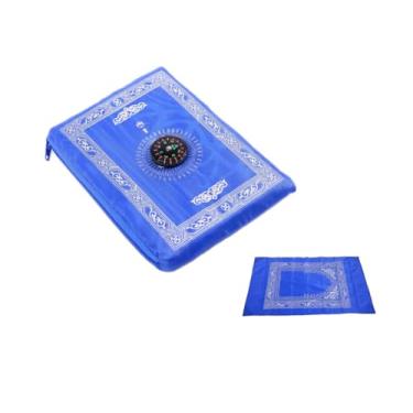 Imagem de Kellegour 1 tapete de oração de viagem com bússola, tapete de oração muçulmano, com bolsa de transporte tamanho bússola, tapete de oração de viagem muçulmano e bússola anexada, tapete de oração