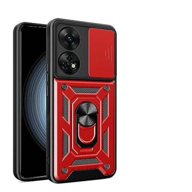 Imagem de Kukoufey Compatível com suporte Oppo Reno 10 5G, compatível com Oppo Reno 10 Pro 5G, com capa de lente de câmera deslizante compatível com Oppo Reno10 5G CPH2531 / Reno10 Pro 5G CPH2525 capa vermelha