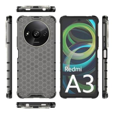 Imagem de Pzwoxukhov Capa compatível com Redmi A3, compatível com Redmi A3 Honeycomb Anti-Drop Shock Absorbing Case Preto