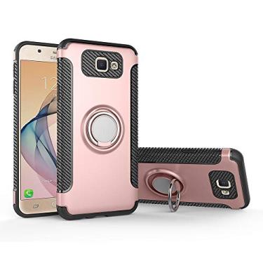 Imagem de Capa para Samsung SM-G611FF/DS Galaxy J7 Prime 2 Duos/Galaxy On7 Prime 2018 SM-G611L SM-G611K SM-G611S Capa + Suporte de anel giratório de 360 graus com suporte rosa