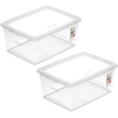 Imagem de 2 Caixas Organizadoras Plástica 15L com Tampa Ordene My Closet Retangular Transparente