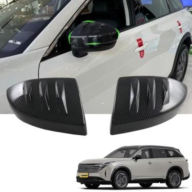 Imagem de Capas de espelhos laterais de porta de carro, para acessórios Nissan Pathfinder 2024 2025, fibra de carbono, preto, acessórios exteriores automotivos, acabamento protetor de espelhos retrovisores
