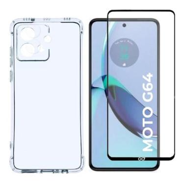 Imagem de Capa Capinha + Pelicula Vidro 3D Compatível Para Moto G64 - DB, Transp