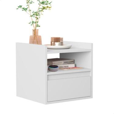 Imagem de Mesa de Cabeceira Suspensa Para Quarto Estilo Retro 1 Gaveta e Nicho -