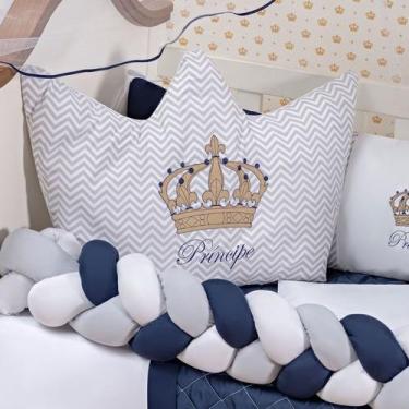 Imagem de Kit Berço Americano Trançado Coroa Formato 11 Pcs Protetor Bebe Quarto