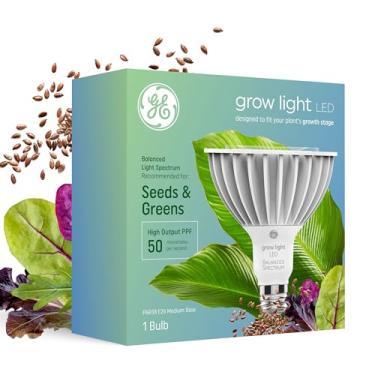Imagem de GE Lâmpada LED Grow PAR38, luz de inundação PAR38, luzes LED de cultivo para plantas, sementes e verduras, espectro de luz equilibrado, vida útil de 25.000 horas, 50 PPF, 1 pacote (a embalagem pode