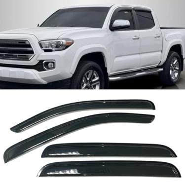 Imagem de Viseiras de janela matizadas fumê protetor de ventilação de chuva defletor de sombra compatível com Toyota Tacoma cabine dupla 2016-2023