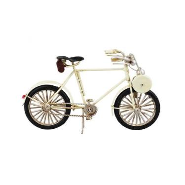 Imagem de Bicicleta Miniatura Creme Estilo Retrô Vintage 13x22x8cm - Taimes