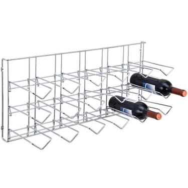 Imagem de Adega 18 Garrafas Aramada Suporte para Garrafa de Vinho de Parede 23x6