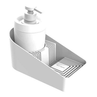 Imagem de Dispenser Porta Detergente com Suporte para Sabão e Esponja Branco Fla