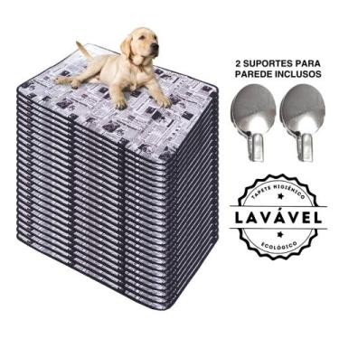 Imagem de Kit com 24 Tapetes Higiênicos 100x70 Jornal com ganchos 200 Lavagens p