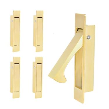 Imagem de Dontay Puxador de Porta de Correr de Bolso, Puxador de Borda, Aço Inoxidável Profissional 304, Puxador de Porta de Montagem Embutida para Porta de Correr de Bolso (Latão Acetinado, 5)