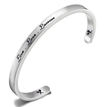 Imagem de Pulseira de lacrosse Feelma Live Love Pulseira de punho de lacrosse, joia de lacrosse, para jogadores/treinadores de lacrosse 7 inches
