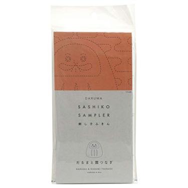 Imagem de daruma Yokota Daruma Sashiko Tecido Sashiko - Amostra Sashiko Pré-impressa - Branco com Inrucção Inglesa Interior (Branco DARUMA)
