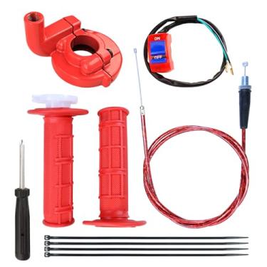 Imagem de HOOUP Conjunto de cabo do acelerador de 22 mm 7/8 para Coleman CT100U CC100X CT200U CT200U-EX BT200X Motovox MBX10 MBX11 MBX12 Baja Doodle Bug DB30 Mini bicicleta 125cc Apollo Pit Dirt Bike vermelha