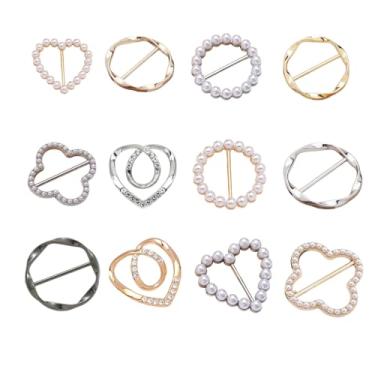 Imagem de Clipe de anel de cachecol, clipes de gravata de camisa broches para roupas femininas botão de nó de canto para mulheres moda metal círculo redondo camisa clipe fivela, 1, Metal, Sem Pedra Preciosa