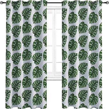 Imagem de Cortinas blackout de folha verde para quarto - isolamento térmico, economia de energia e redução de ruído, tratamento de sombreamento completo cortina de isolamento de cozinha, L 213 x C 213 cm verde