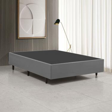 Imagem de Base Box Casal Estofada Madeira Reforçada P/ Colchão 138x188