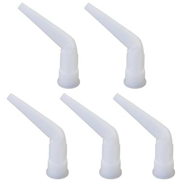 Imagem de FMHXG 5 peças de cola de vidro de plástico, bicos curvos, sem unhas, tampas de cola universal, pontas de extensão de calafetagem com formato de arco para indústria de construção, branco