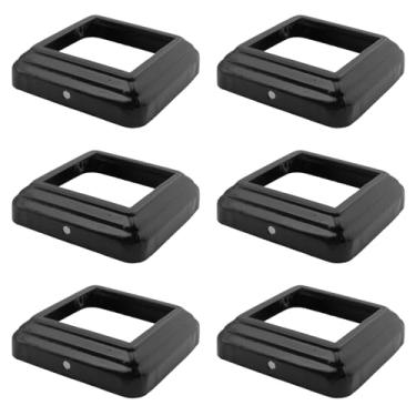 Imagem de Tsnamay 6 peças de cobertura de base de poste de convés, capas de base de poste de moldagem integrada de ferro galvanizado para grades de escada de ferro, grades de varanda, capas de saia de poste, 6