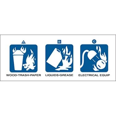 Imagem de Brady 76302 Etiqueta de extintor de incêndio de filme acrílico resistente à adulteração, azul sobre branco, 5 cm de altura x 12,7 cm de largura, legenda " (use em extintores tipo "A/B/C", Halon 1211,