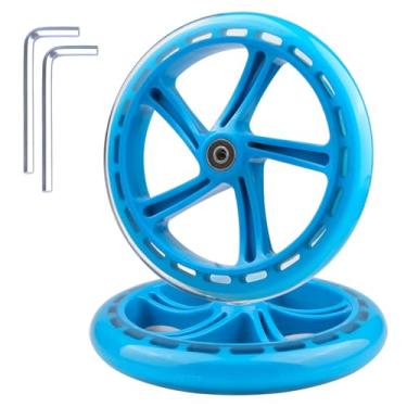 Imagem de Gladeer Pacote com 2 rodas de substituição de scooter de 200 mm - rodas de 20 cm para Razor A5, Lascoota, infantil, jovem, adulto (azul)