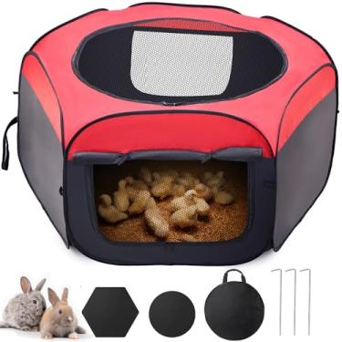 Imagem de GHWMYD Caixa de chocadeira para pintinho, galinheiro portátil com porta dupla e capa com zíper, cercadinho de animais pequenos ninhando até 15 pintinhos, patinhos, suprimentos de habitat de aves à